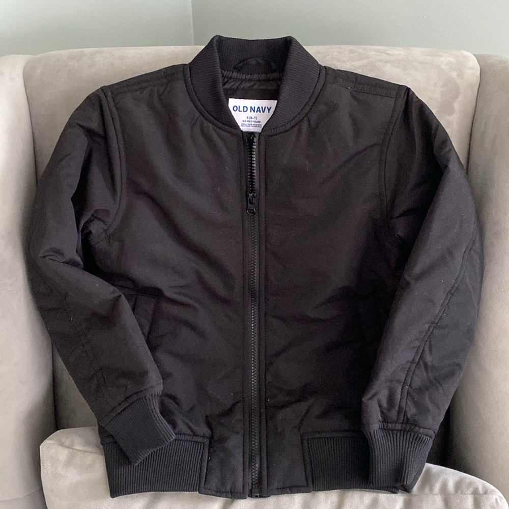 Old Navy Black Bomber Jacket - size Small (6-7)